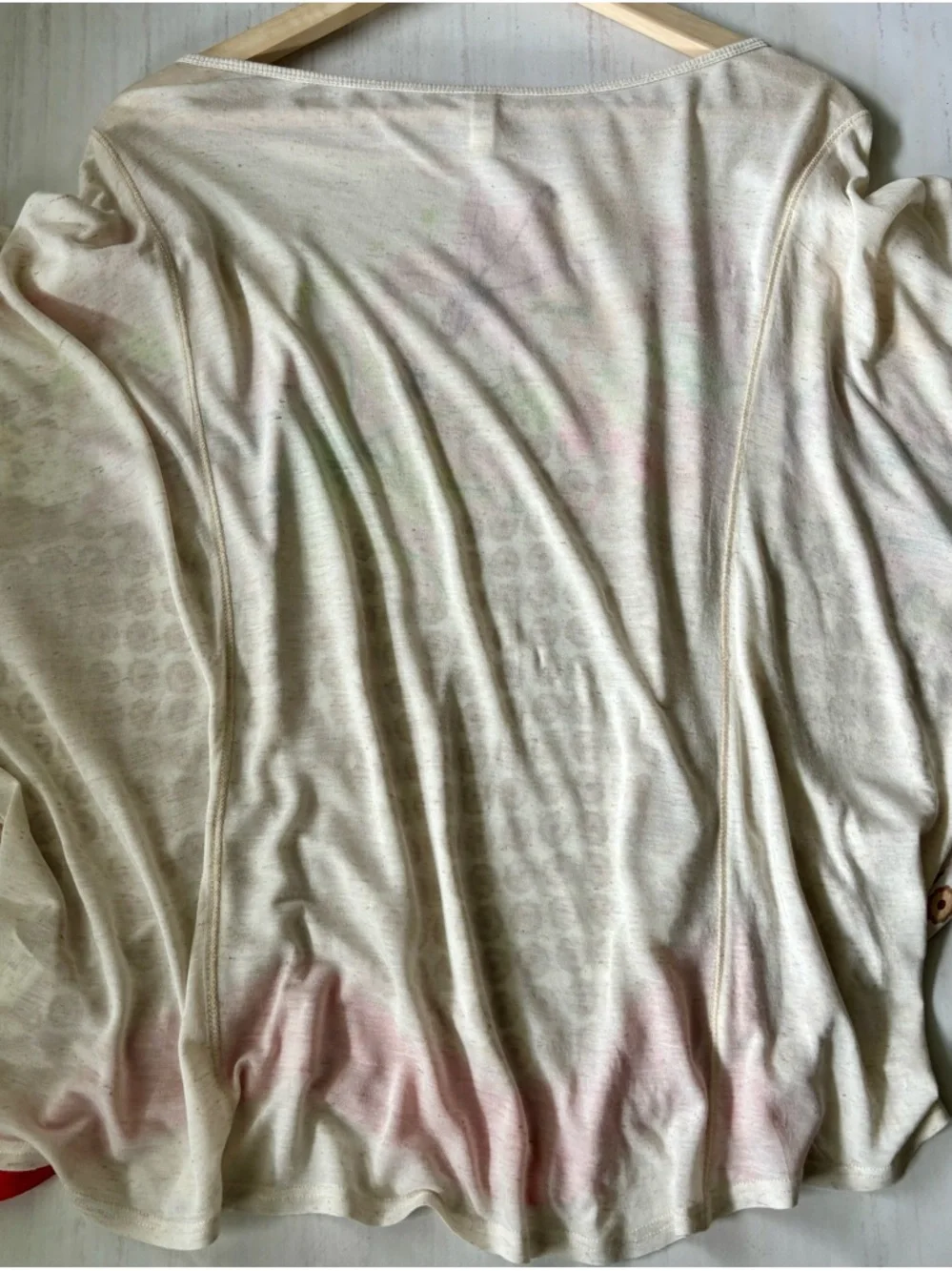 Exec Cond Anthropologie Tiny Brand Floral Mix-Print Boho Satin Blouse in Cream - Picture 16 of 17